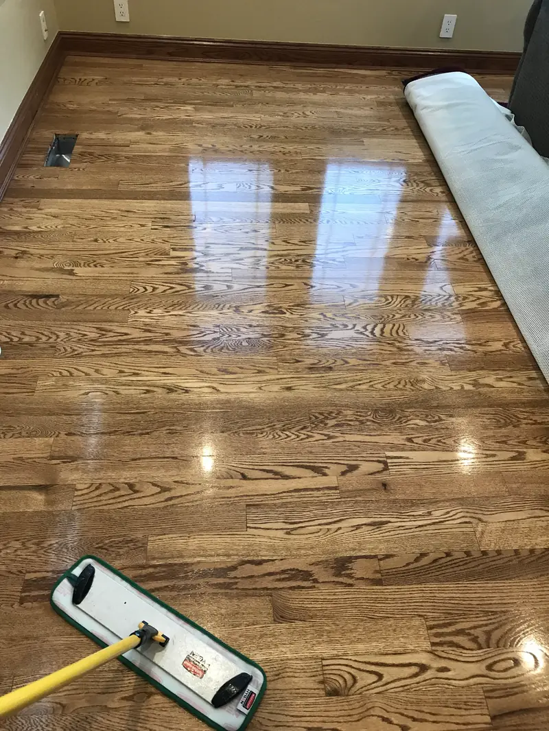 A glossy oak hardwood floor